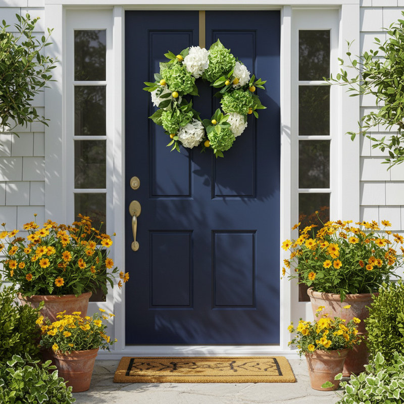 26'' Hydrangea Wreath with Lemons