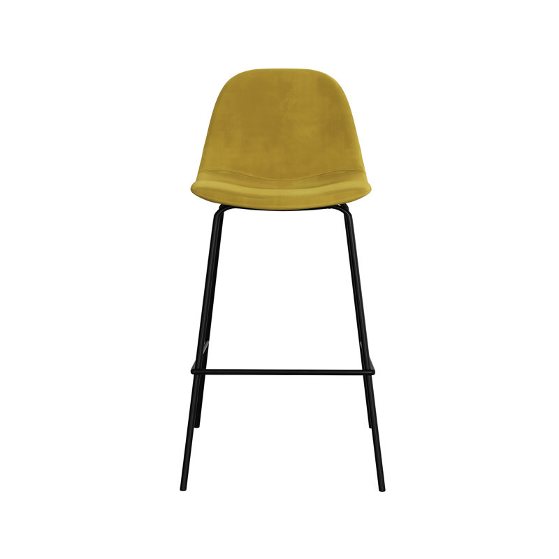 Kody Upholstered Stools with Steel Frame, Counter Stool (23.5" Seat Height), Bella Gold Performance Velvet
