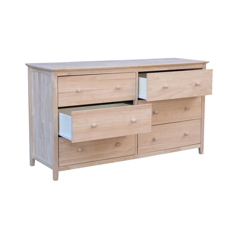 Calumet Heimann Solid Wood 6 Drawer Dresser, Unfinished