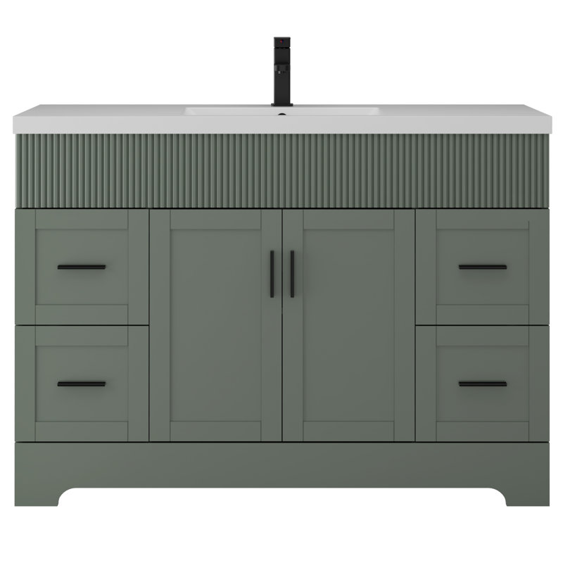 Breonica Wood 48" W Single Vanity Set, Green