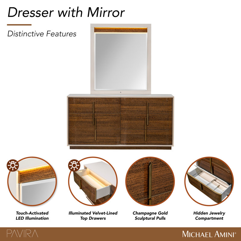Pavira Walnut 6 - Drawer Dresser