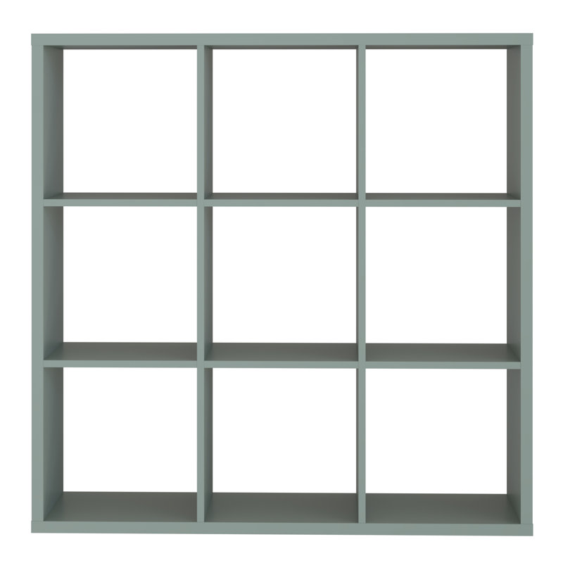 Mauro Cube Bookcase, (9 Shelves) 107.3cm.H x 107.3cm.W x 107.3cm.D, Green