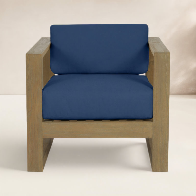 Coastal Teak Patio Chair with Sunbrella Cushions, Spectrum Indigo Sunbrella®