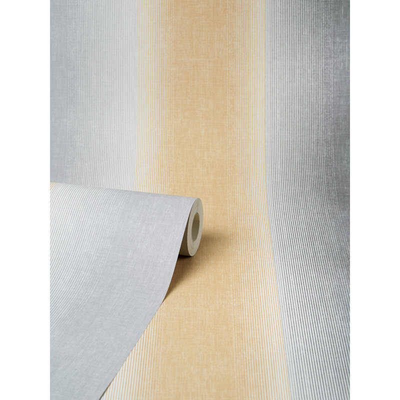 Andresa Non-Pasted Vinyl Striped Wallpaper Roll, Yellow