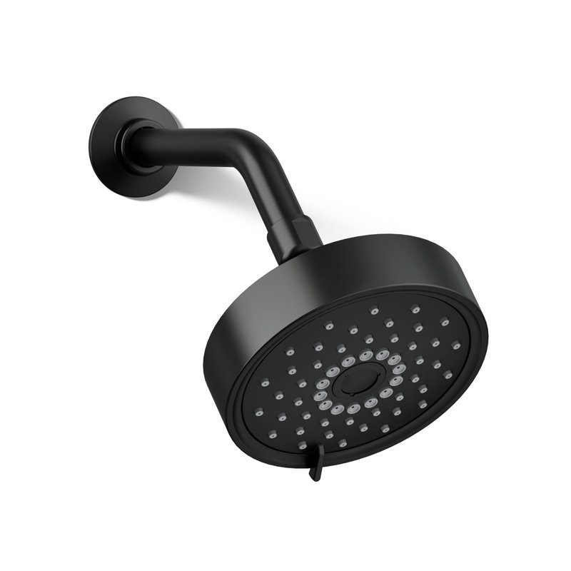 Kohler Purist 2.5 Gpm Multifunction Wall Mount Showerhead, Three Spray Settings, 5.5" High Pressure Spray Head, Matte Black