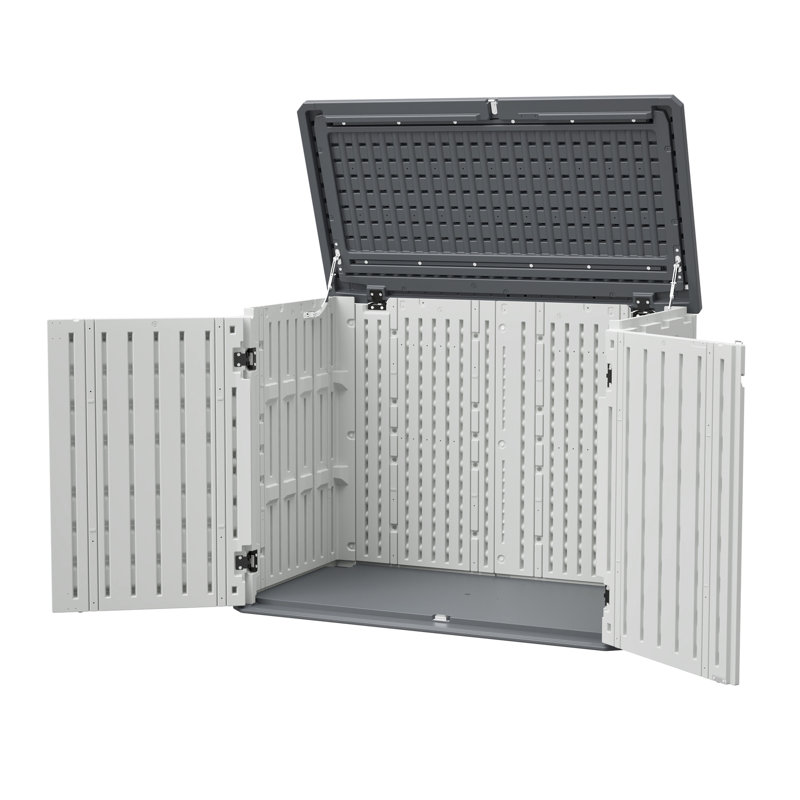 Unité de rangement en plastique verrouillable horizontale extérieure 28 pi. Cu. Pour terrasse de jardin avec couvercle scellé pour arroser les pieds cubes