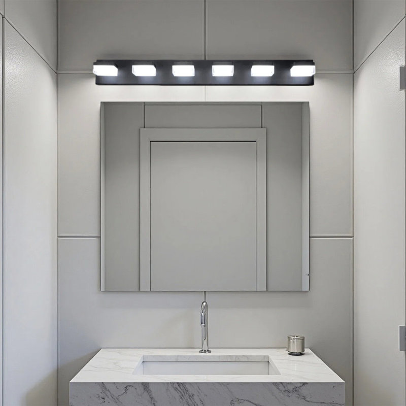 Luminaire à DEL à intensité variable pour meuble-lavabo, Six lumières, Matte Black