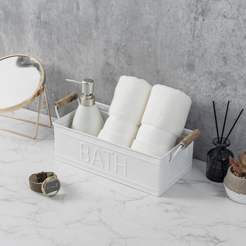 Plateau d'accessoires de salle de bain en métal blanc
