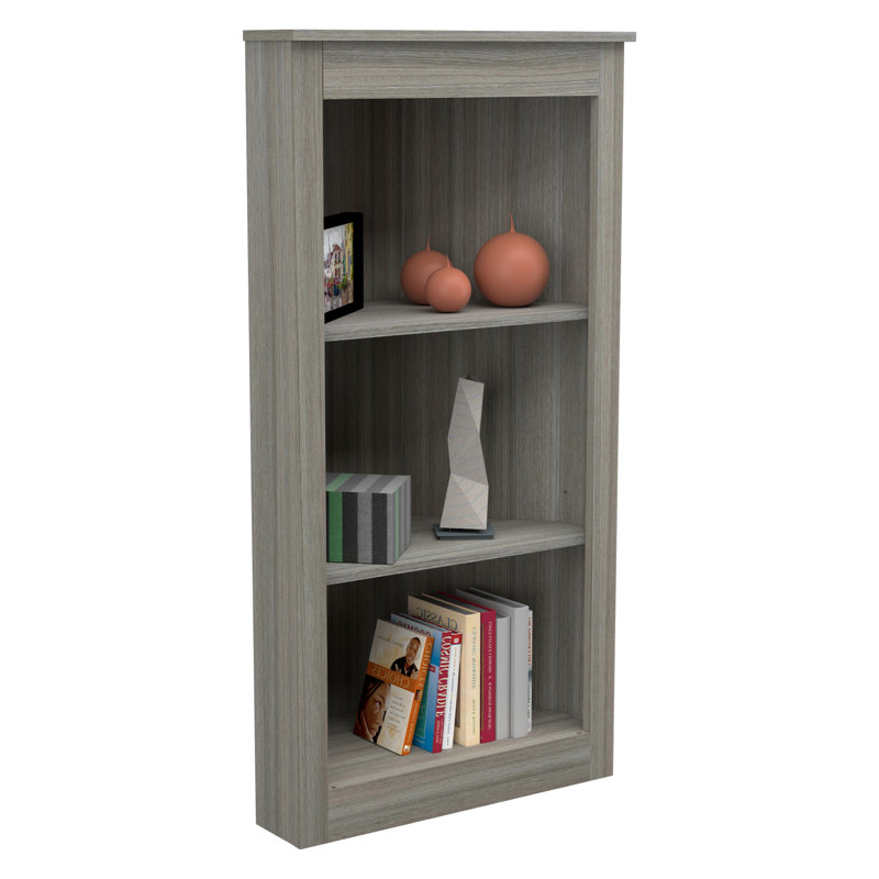 Elegant Washed Oak Corner Bookcase with 3 Open Shelves
