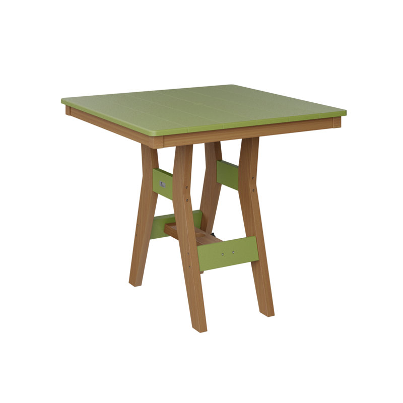 Harbor Outdoor Square Dining Table, Kiwi Green, 30.37" H x 33" W x 33" D, Natural Teak