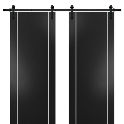 Solid + Manufactured Wood Paneled without Installation Hardware Kit Barn Door