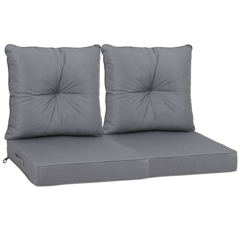 Outdoor Deep Seat Cushions For Patio Furniture, Waterproof Replacement Patio Chair Cushions Set Of 2, 24 X 24 X 4 Inch, Gray