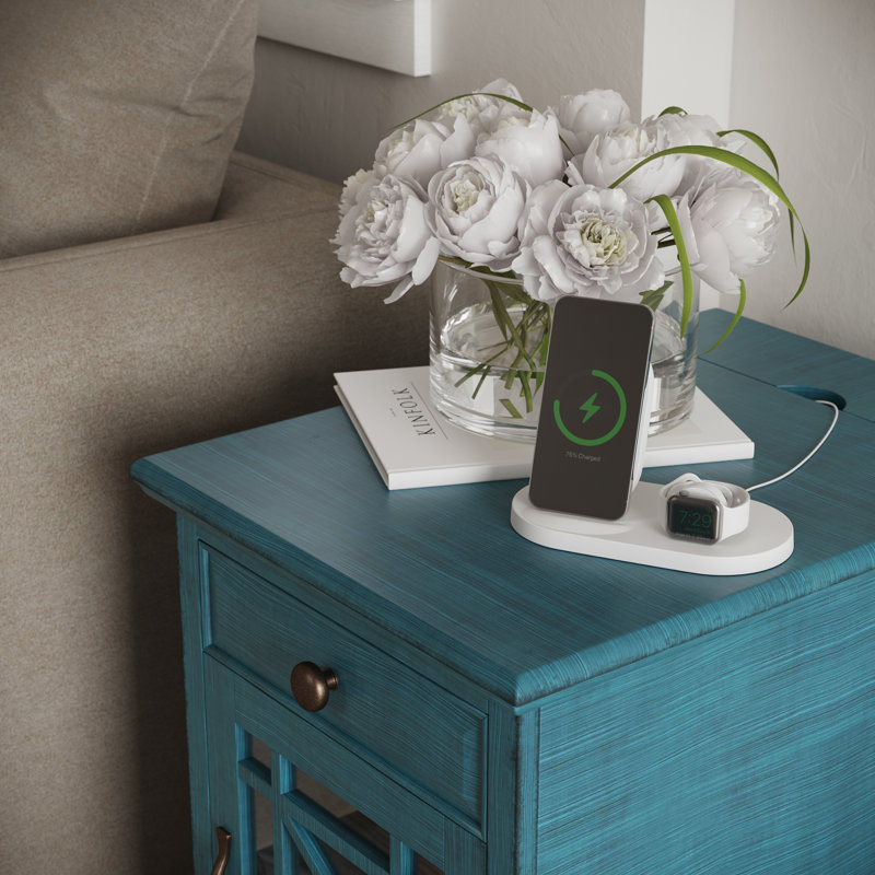 Armoire d'appoint à chargement USB, Bleu antique