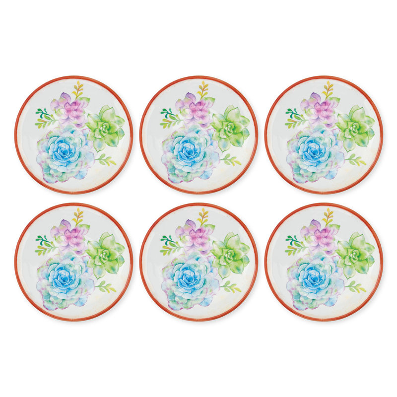 6-Piece Sweet Succulents 9" Melamine Plate