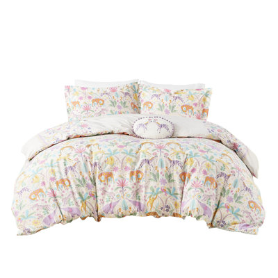 Twin Duvet Cover With Reversible Design And Colorful Jungle Prints Bedding Cotton Fabric Bright Floral &