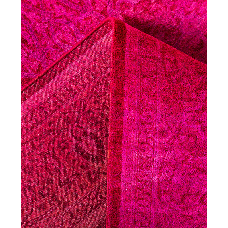Overdyed Hand-Knotted Wool Modern-Contemporary Pink Area Rug 6' 4" x 9' 3"