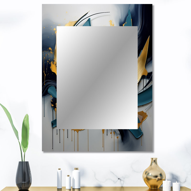 Golden grey Abstract Fractal Whirls of serenity I - Fractal Decorative Wall Mirror, Gold Large Mirror, Printed Metal Art