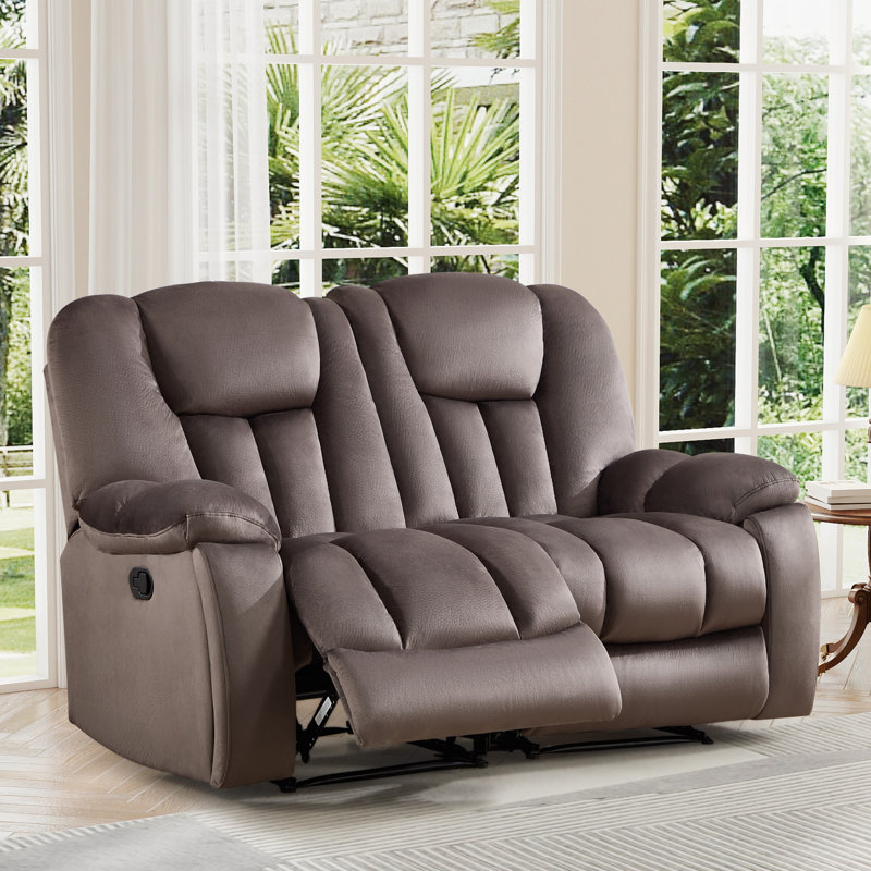 Quiteris 63.8" W Microfiber Manual Reclining Loveseat, Dark Taupe