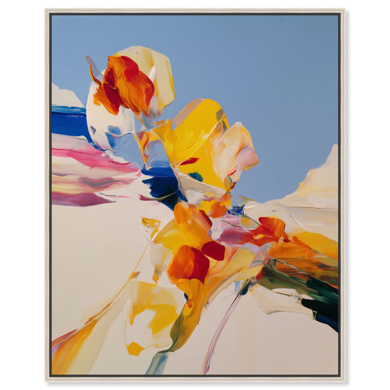 Art mural moderne sur toile Flippant Bloom II par Art Remedy, H 46 po x l 37 po, Argent argent, Cadre flottant