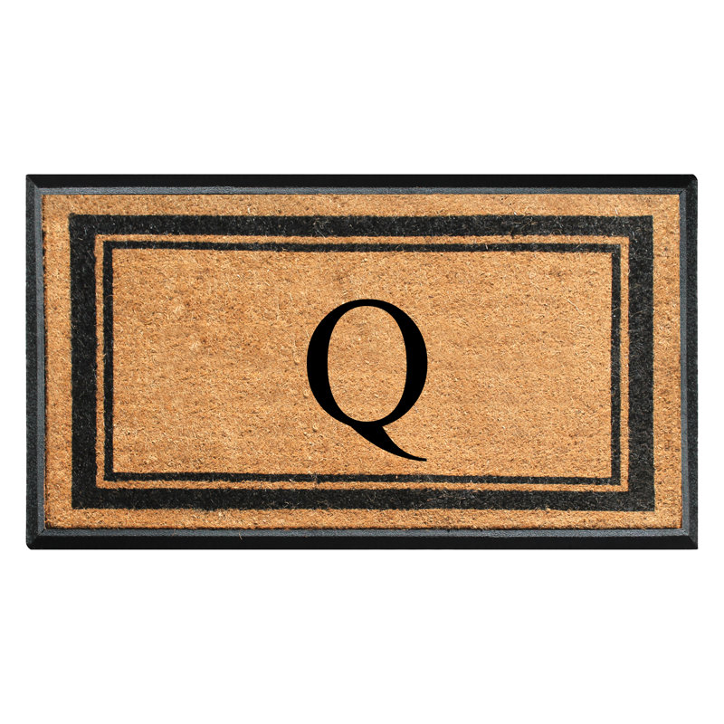 Tapis de porte en fibre de coco monogrammé l 30 po x L 48 po Butters, Q