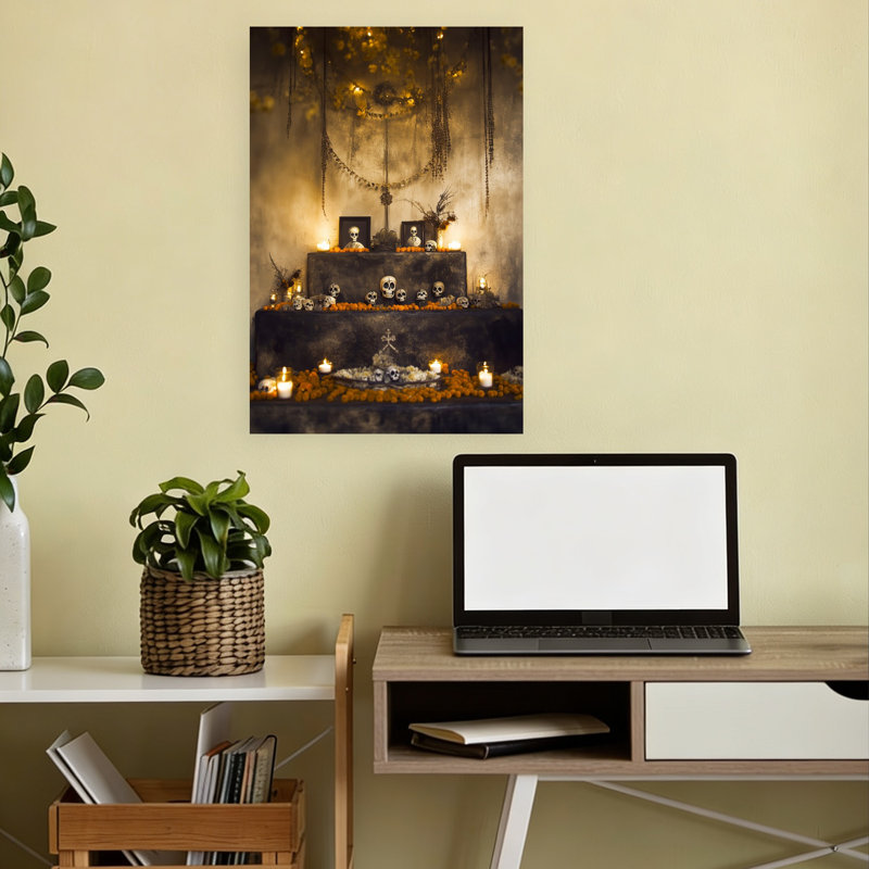 «Warm Dasa De Muertos», autel traditionnel de fleur de souci, art mural, H 18 po x l 12 po