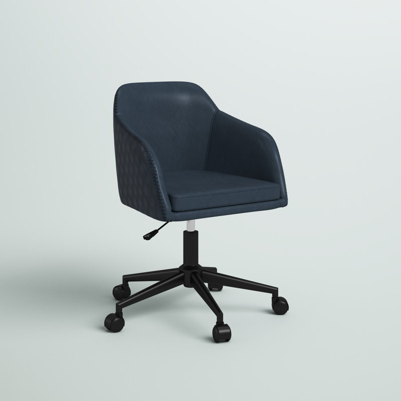 Chaise de travail en faux cuir Matthews Tyler, Similicuir bleu marine