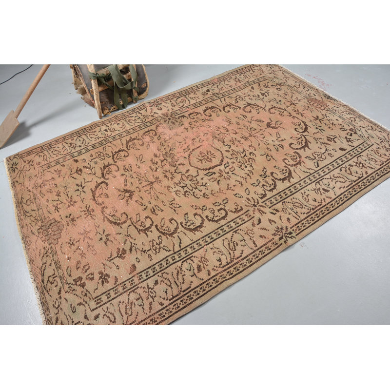 Tapis rétro, tapis de luxe, tapis moderne, tapis turcs, grand tapis 5,1 x 8,4 pi, tapis Boho, tapis en laine orange