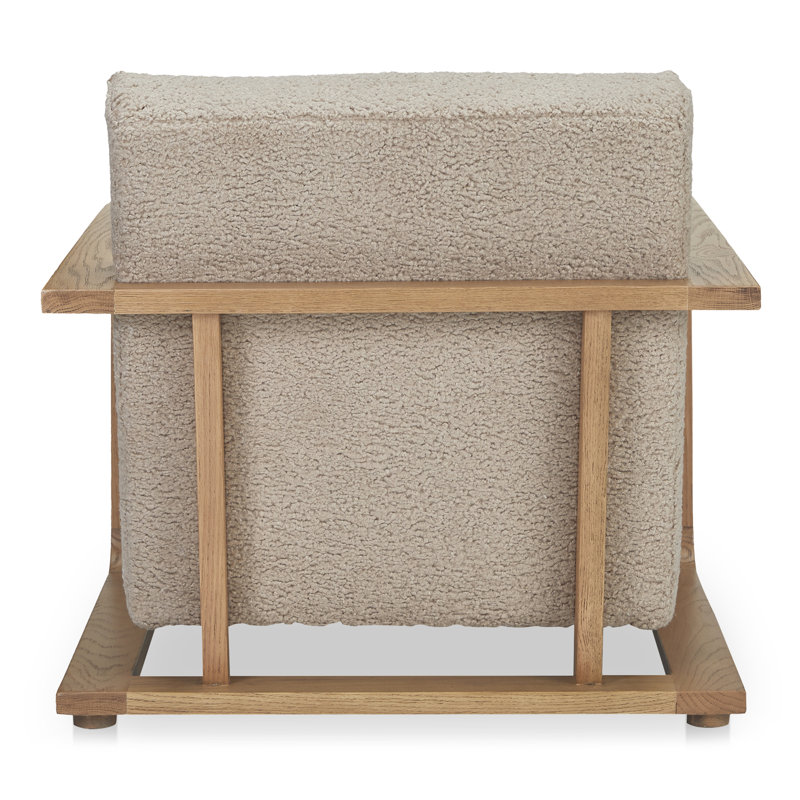 ECKERSLEY LOUNGE CHAIR CREAM FAUX FUR, Beige Boucle