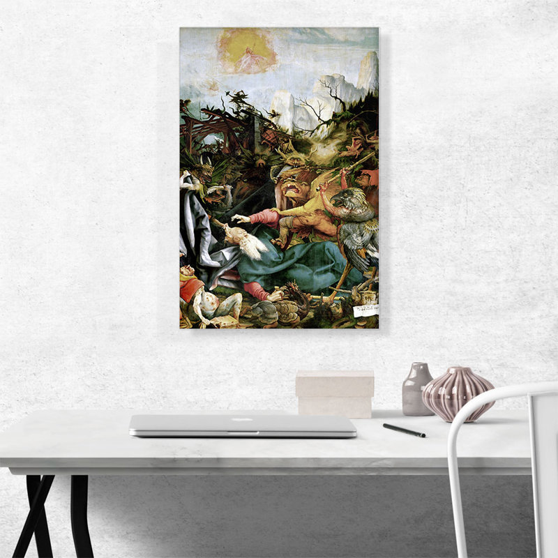 «The Temptation of Saint Anthony 1515» par Mathias Grunewald, reproduction d'art, H 26 po x l 18 po x P 0,75 po