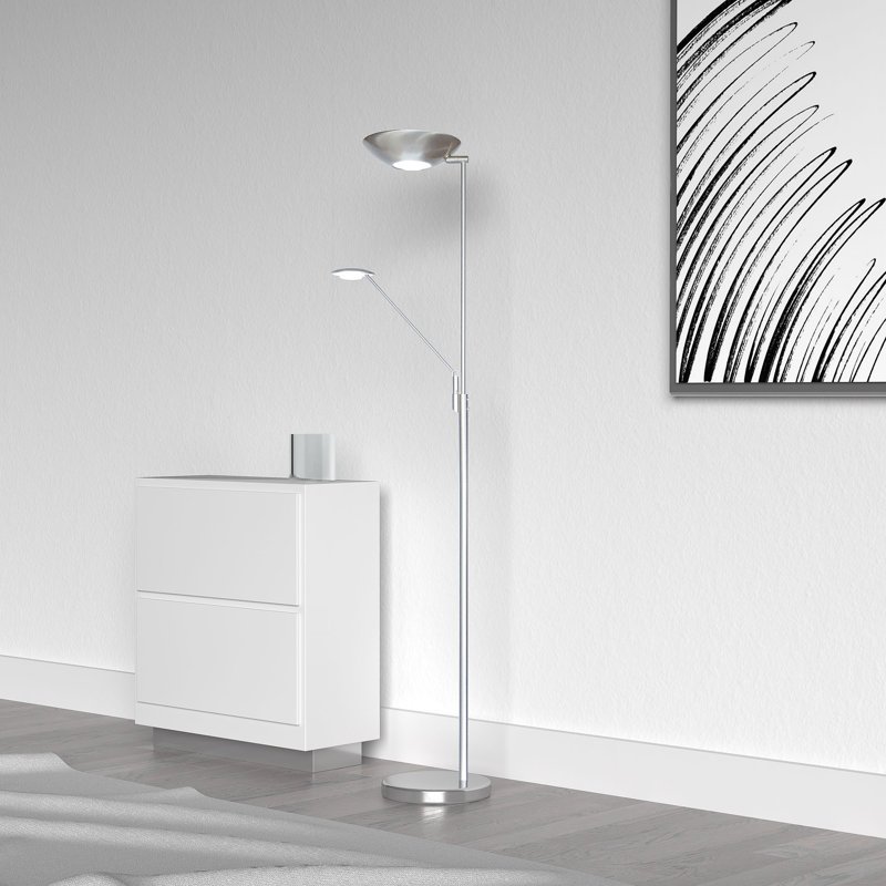Lampe de plancher torchère sur pied à del 72" Denson, Chrome satiné
