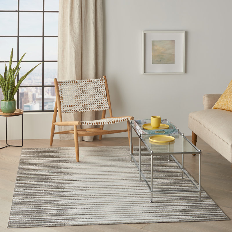 Tapis d'intérieur / extérieur gris Bessoir, Rectangle 4 pi x 6 pi