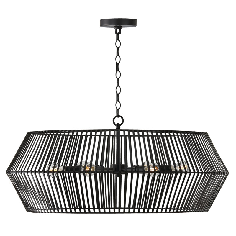 Lustre cage 6 lumières à intensité variable Kaiya, Noir