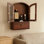 Armoire de rangement murale 8,86 "en pin massif brun rétro avec portes en verre et tiroir, tablette décorative