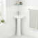 20" Point Roberts 27.13" Tall White Porcelain Corner Pedestal/Wall Bathroom Sink with Overflow