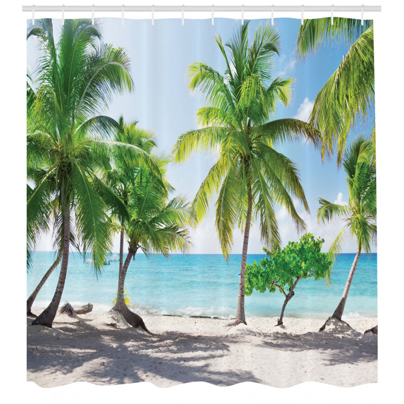 Ensemble de rideau de douche de plage + crochets, H 84 po x l 69 po