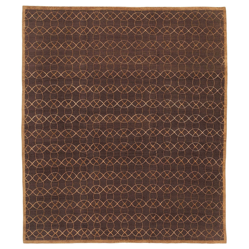 Interlace Geometric Area Rug in Brown/Gold, Rectangle 8' x 10'
