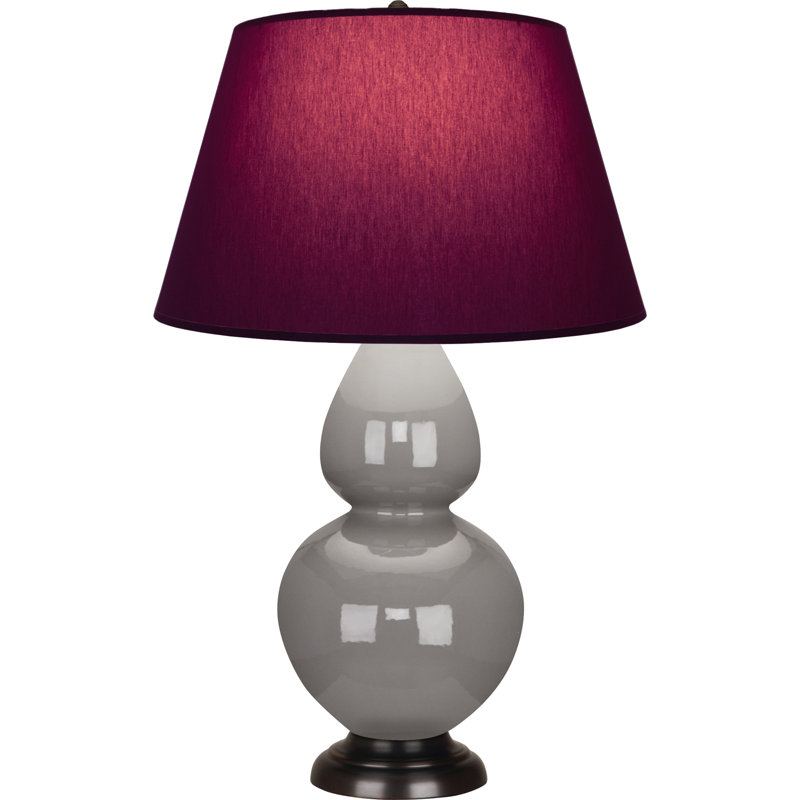 Lampe de table double gourde en céramique, Prune / lavande, Taupe fumé glacé / bronze, Bronze