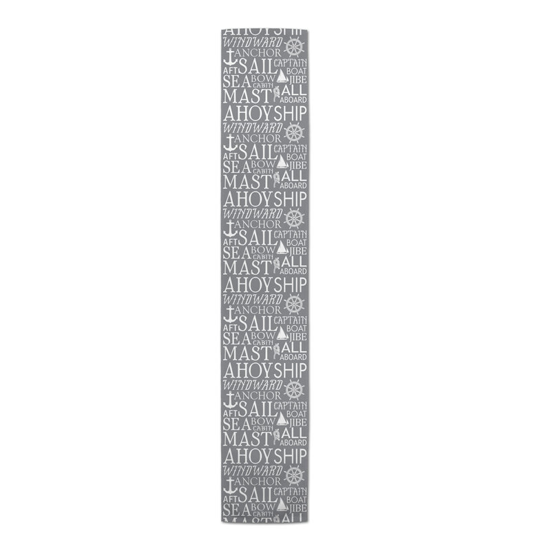 Chemin de table des mots de plage Mckinnon, L 72 po x l 16 po, Gris