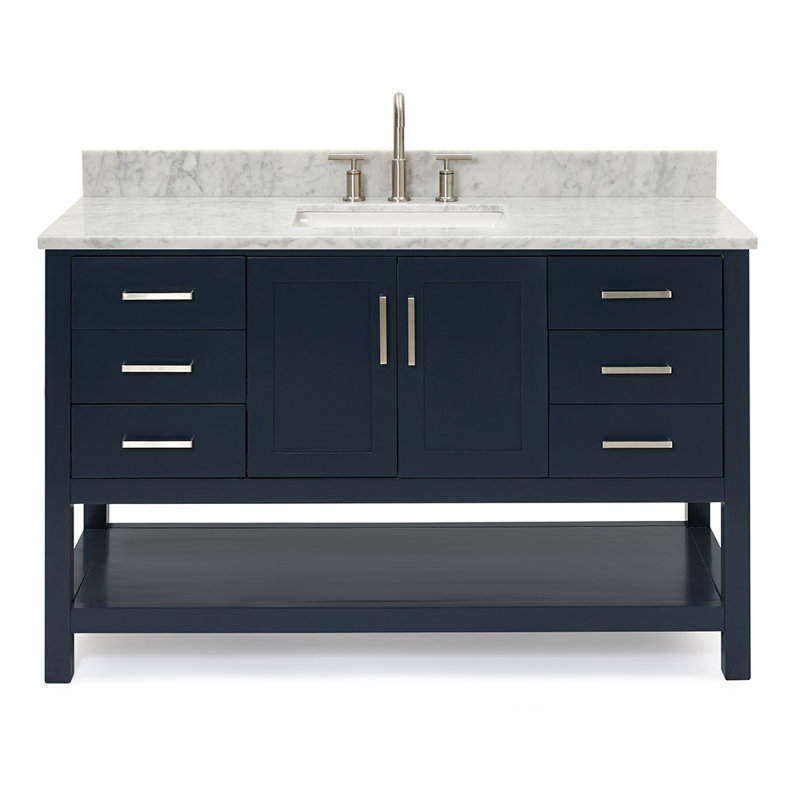 Magnolia Bath Vanity Rectangular Basin S061SCW2R, Midnight Blue, Rectangular, 55"