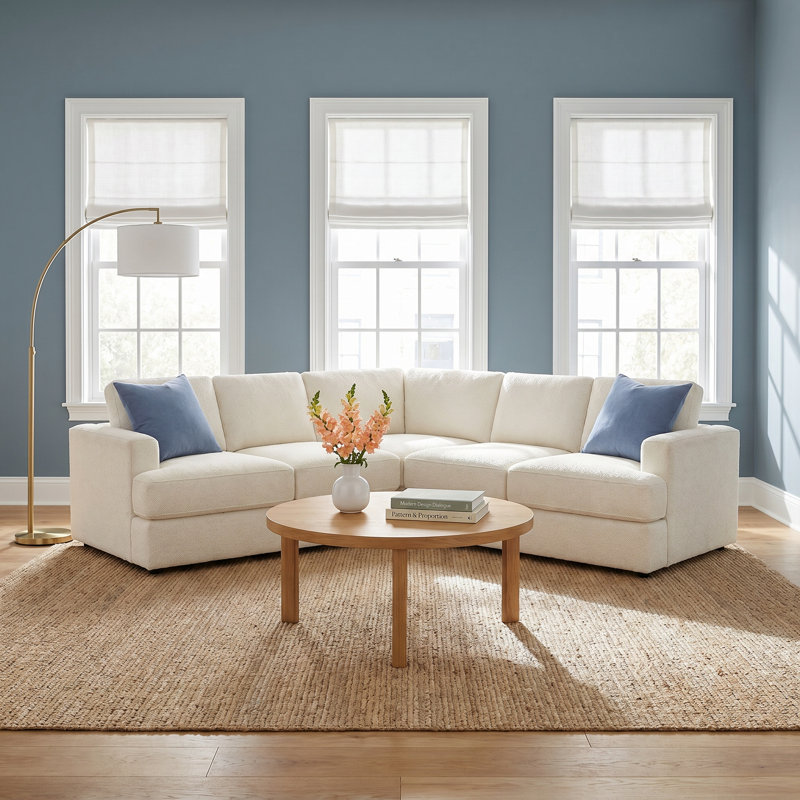 Cayden 3-Piece Upholstered Wedge Sectional, Nomad Snow Crypton® Chenille