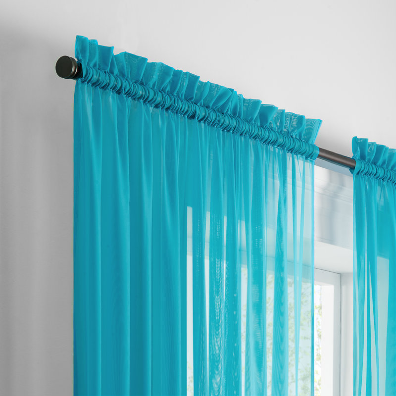 Kober Sheer Curtain Panel Pair, Turquoise, 59"W x 95"L