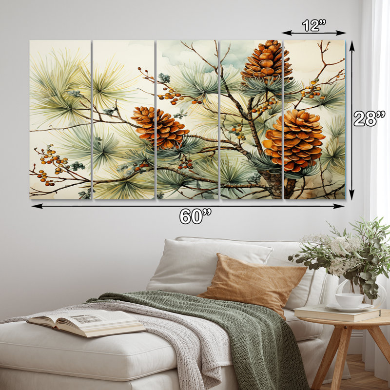 «Pine Tree Pine Beauty II» sur toile, 5 pièces