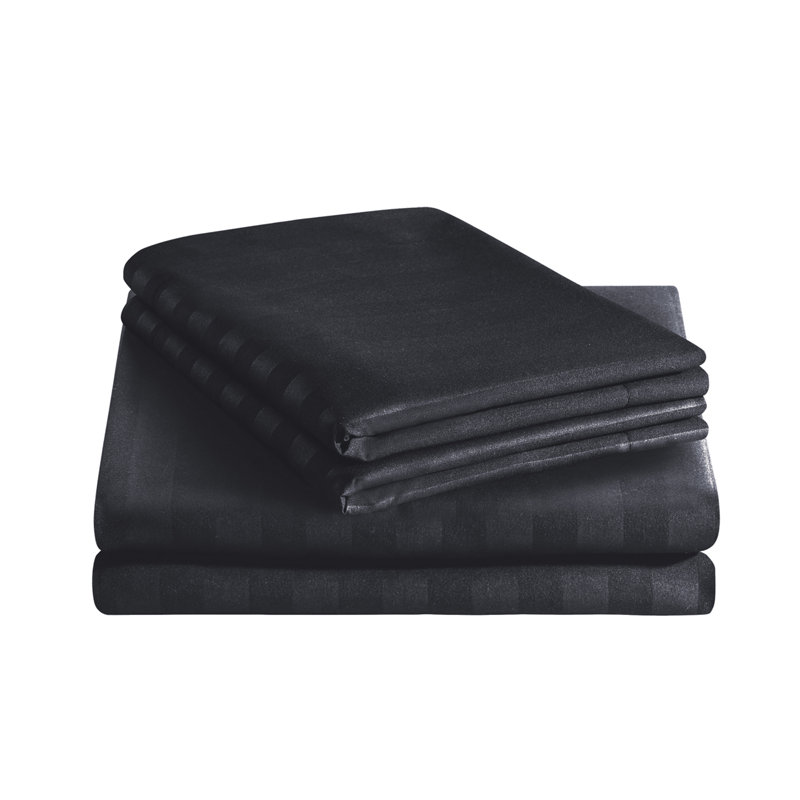 Thirlby Microfibre 250 TC Reversible Modern & Contemporary Duvet Cover Set with Pillow Cases, Black