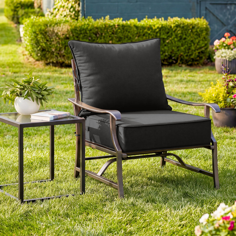 Ensemble de coussins de siège d'extérieur Wynee, 5", Noir, noir, noir, noir, 24" W x 24" D