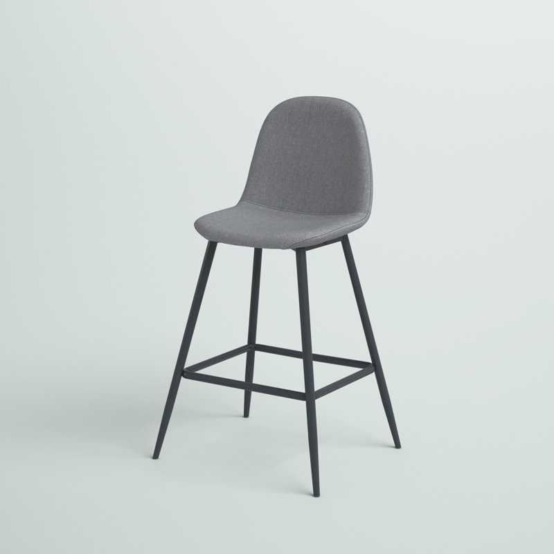 Heilig Upholstered Counter Stool with Metal Frame, Black/Dark Grey