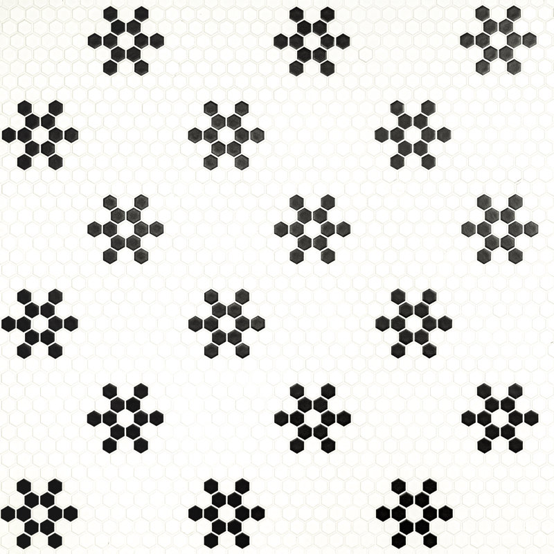 Florava 12 in. x 12 in. Matte Porcelain Mosaic Floor and Wall Tile, Tux
