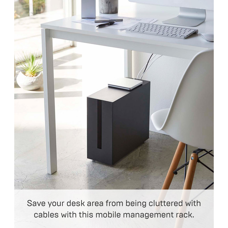 Black Steel Rolling Cable Management Box with Wheels