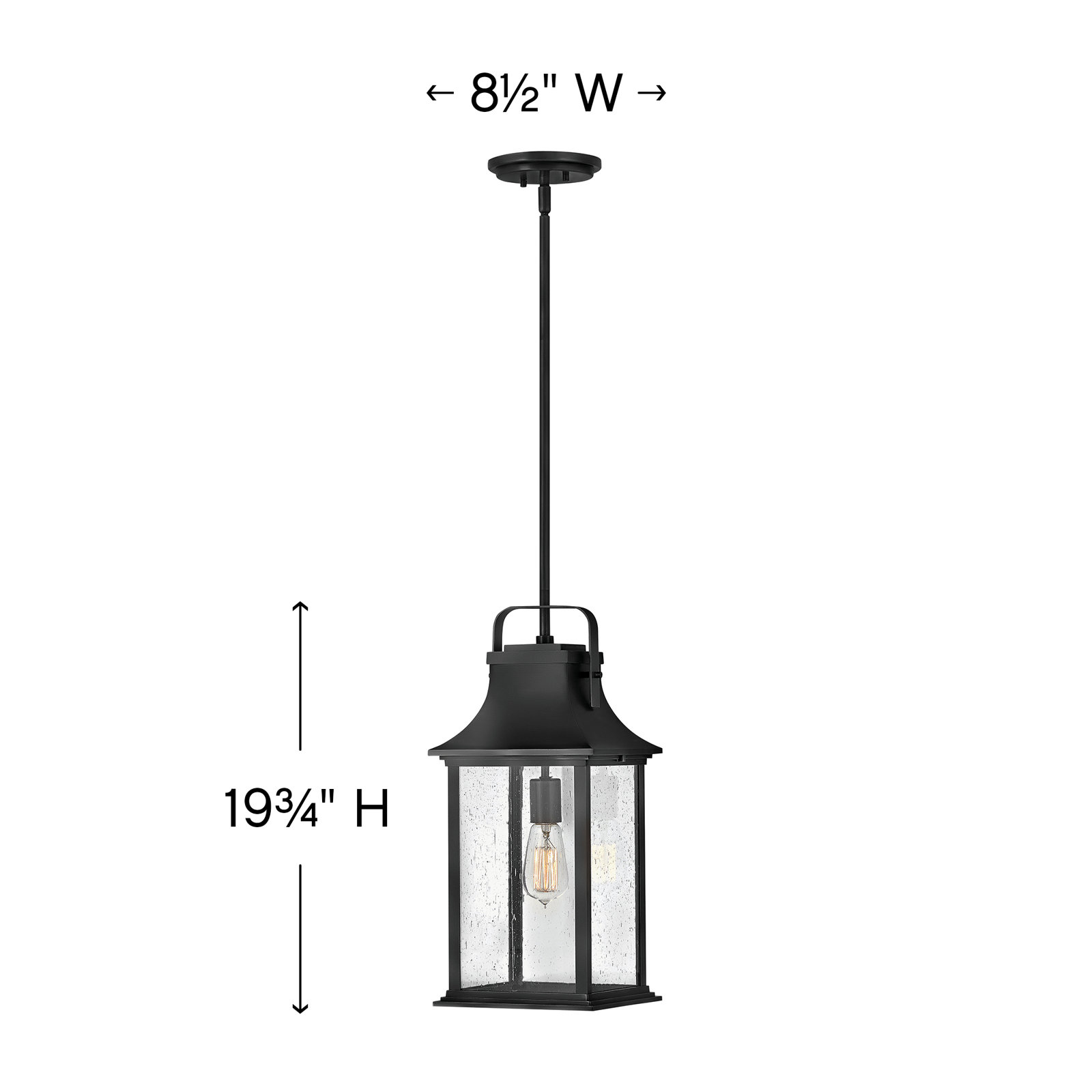 Sereia Seeded Outdoor Hanging Lantern, Black