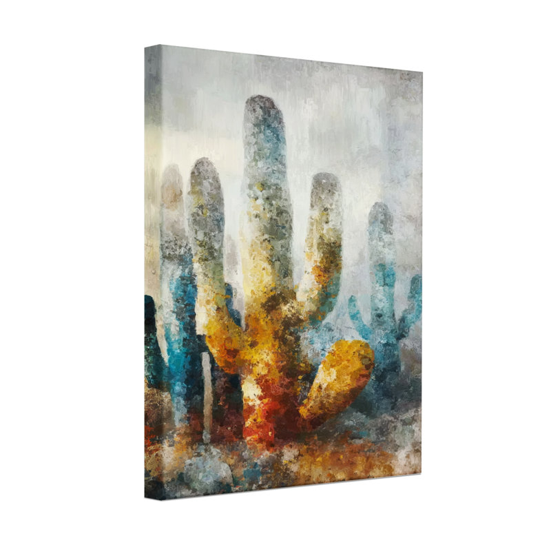 «Plants & Flowers Abstract Cactus Desert Landscape», reproduction d'art, H 36 po x l 24 po