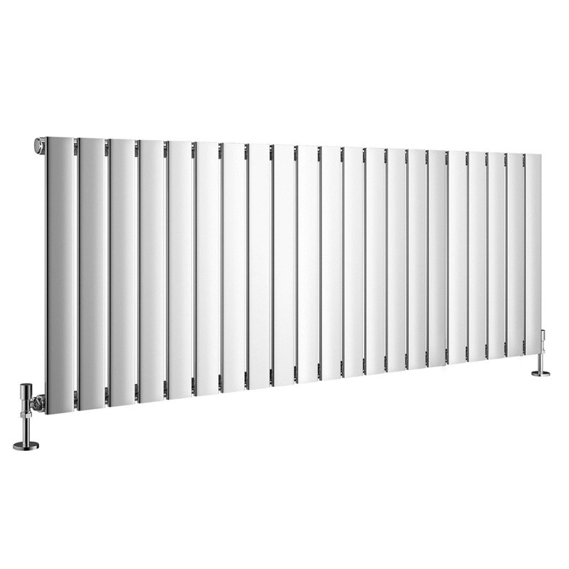 Shonta Horizontal Single Flat Panel Radiator, Chrome, 60cm H x 142.8cm W